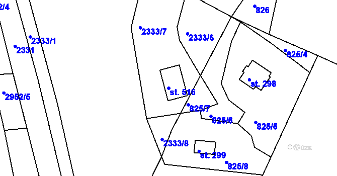 Parcela st. 516 v KÚ Melč, Katastrální mapa