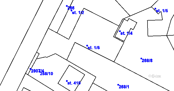 Parcela st. 1/6 v KÚ Melč, Katastrální mapa