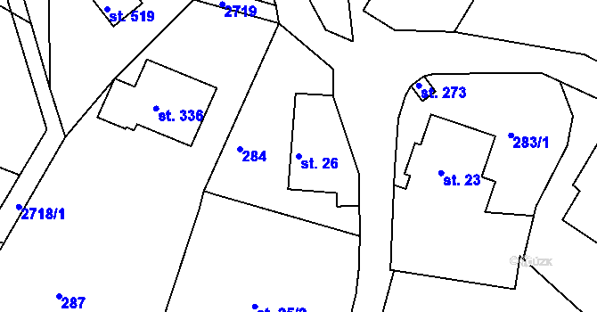 Parcela st. 26 v KÚ Melč, Katastrální mapa