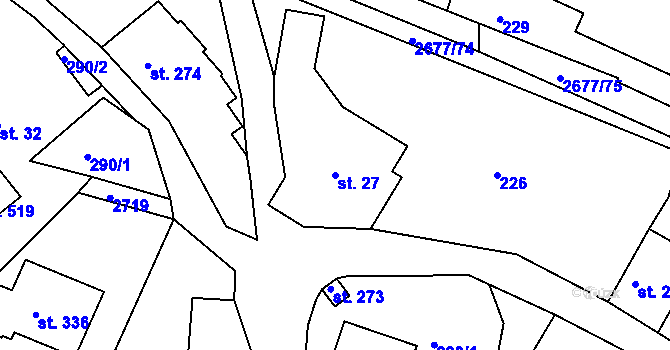 Parcela st. 27 v KÚ Melč, Katastrální mapa