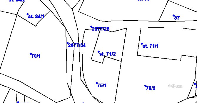 Parcela st. 71/2 v KÚ Melč, Katastrální mapa