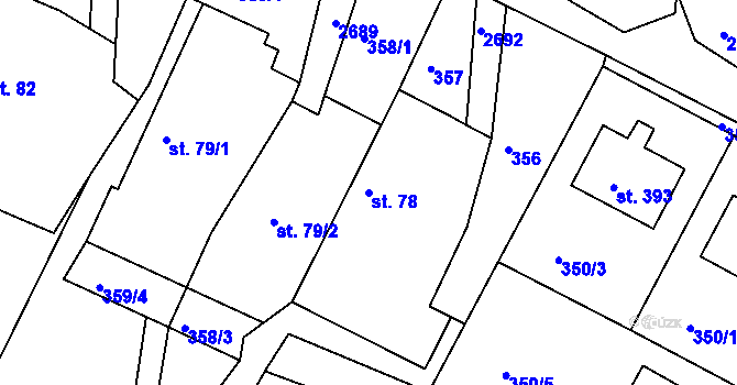 Parcela st. 78 v KÚ Melč, Katastrální mapa