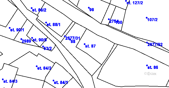Parcela st. 87 v KÚ Melč, Katastrální mapa