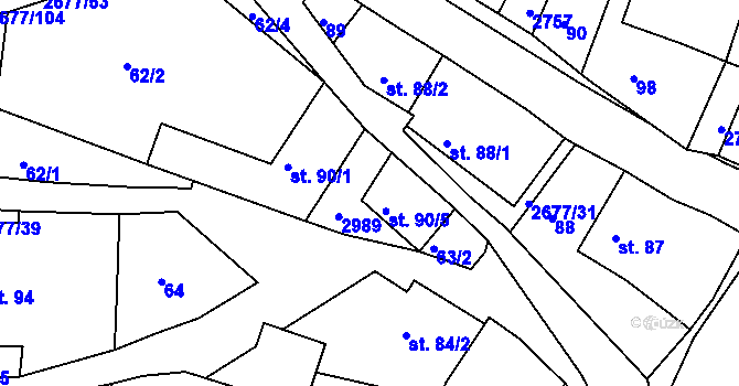 Parcela st. 90/4 v KÚ Melč, Katastrální mapa