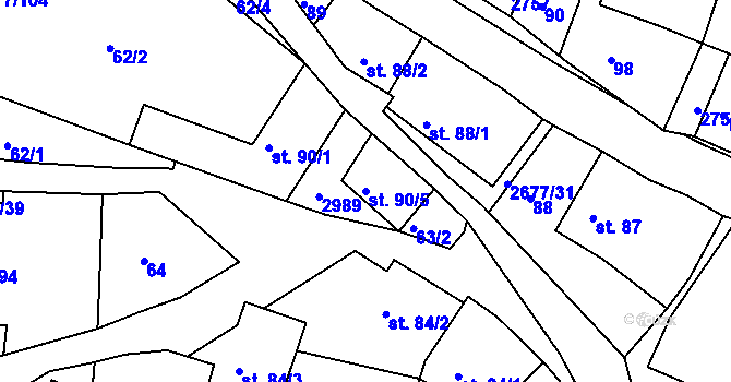 Parcela st. 90/5 v KÚ Melč, Katastrální mapa
