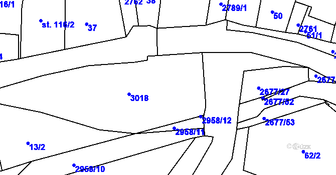 Parcela st. 92/1 v KÚ Melč, Katastrální mapa