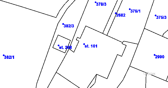 Parcela st. 101 v KÚ Melč, Katastrální mapa
