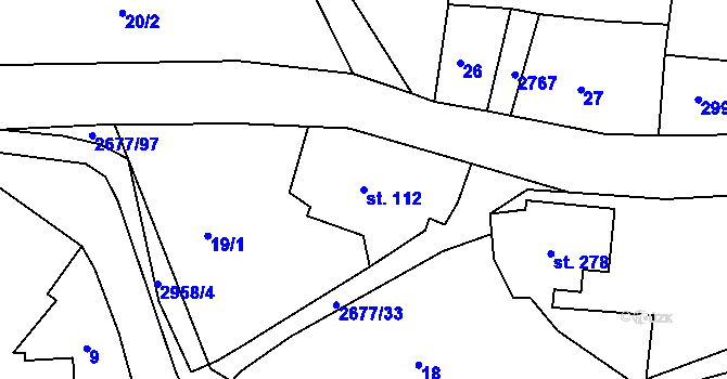 Parcela st. 112 v KÚ Melč, Katastrální mapa