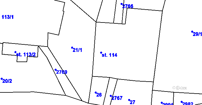 Parcela st. 114 v KÚ Melč, Katastrální mapa