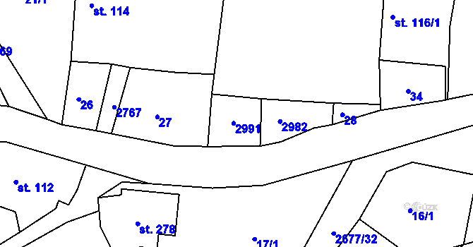 Parcela st. 115/2 v KÚ Melč, Katastrální mapa