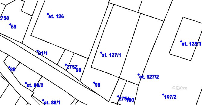 Parcela st. 127/1 v KÚ Melč, Katastrální mapa