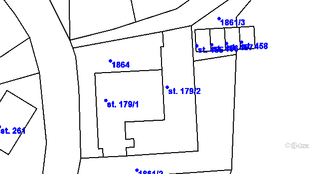 Parcela st. 179/2 v KÚ Melč, Katastrální mapa