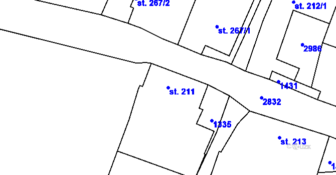 Parcela st. 211 v KÚ Melč, Katastrální mapa
