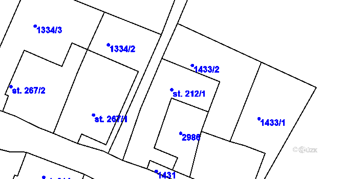 Parcela st. 212/1 v KÚ Melč, Katastrální mapa