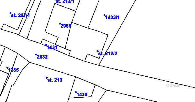 Parcela st. 212/2 v KÚ Melč, Katastrální mapa