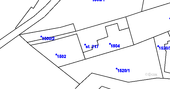 Parcela st. 217 v KÚ Melč, Katastrální mapa