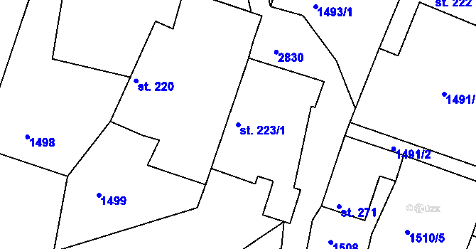Parcela st. 223/1 v KÚ Melč, Katastrální mapa
