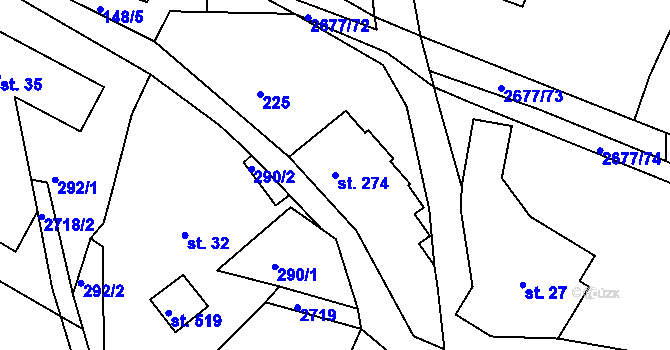 Parcela st. 274 v KÚ Melč, Katastrální mapa