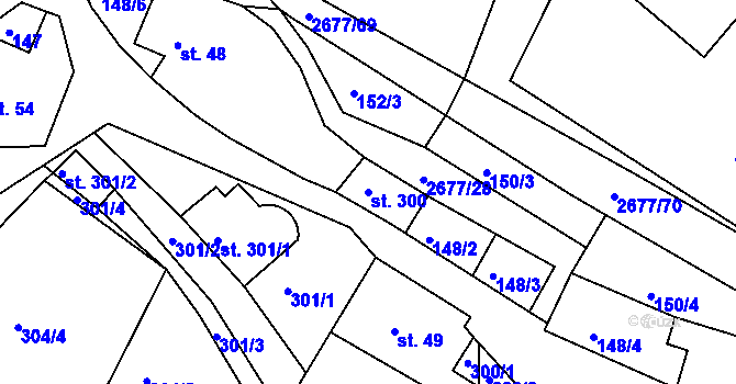 Parcela st. 300 v KÚ Melč, Katastrální mapa