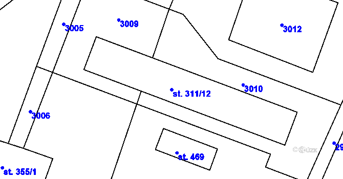 Parcela st. 311/12 v KÚ Melč, Katastrální mapa