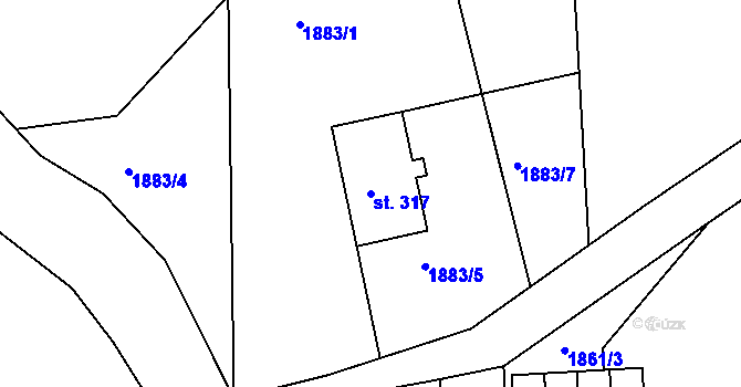 Parcela st. 317 v KÚ Melč, Katastrální mapa