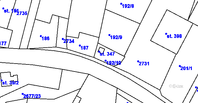 Parcela st. 347 v KÚ Melč, Katastrální mapa