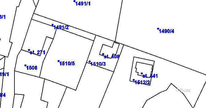 Parcela st. 408 v KÚ Melč, Katastrální mapa