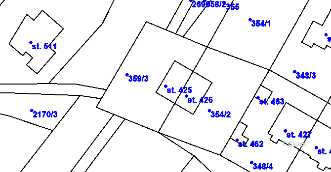 Parcela st. 425 v KÚ Melč, Katastrální mapa