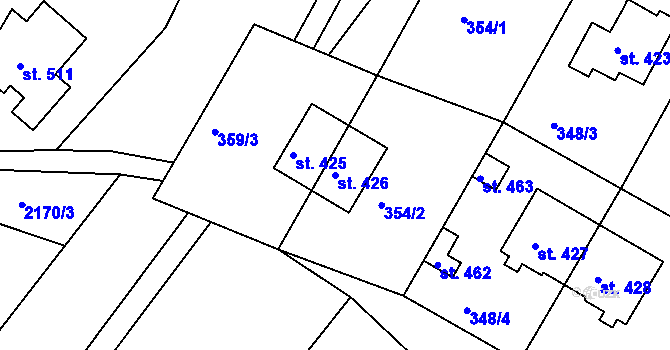 Parcela st. 426 v KÚ Melč, Katastrální mapa