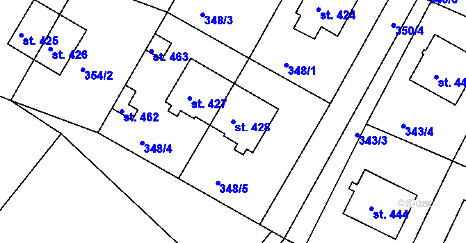 Parcela st. 428 v KÚ Melč, Katastrální mapa