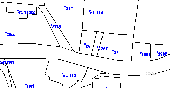 Parcela st. 26 v KÚ Melč, Katastrální mapa