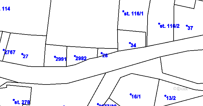 Parcela st. 28 v KÚ Melč, Katastrální mapa