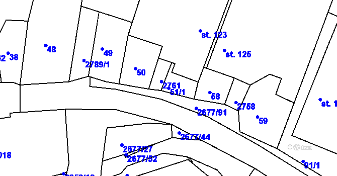 Parcela st. 51/1 v KÚ Melč, Katastrální mapa