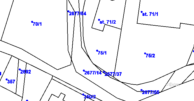 Parcela st. 75/1 v KÚ Melč, Katastrální mapa