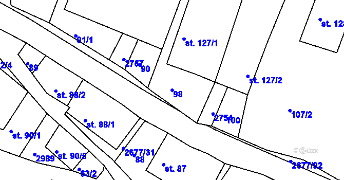 Parcela st. 98 v KÚ Melč, Katastrální mapa
