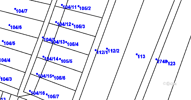 Parcela st. 112/1 v KÚ Melč, Katastrální mapa