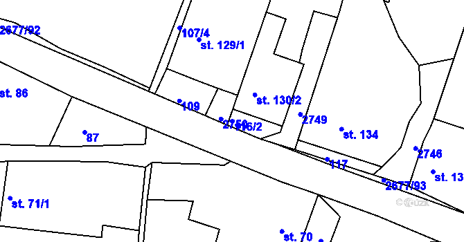 Parcela st. 116/2 v KÚ Melč, Katastrální mapa