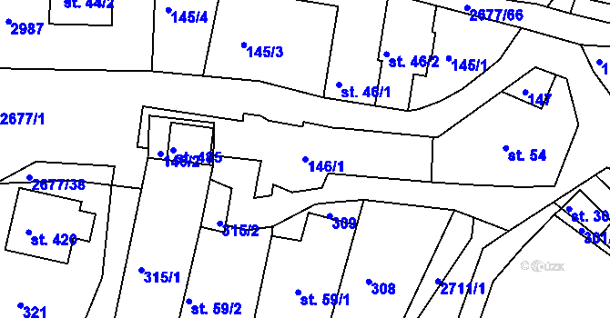 Parcela st. 146/1 v KÚ Melč, Katastrální mapa
