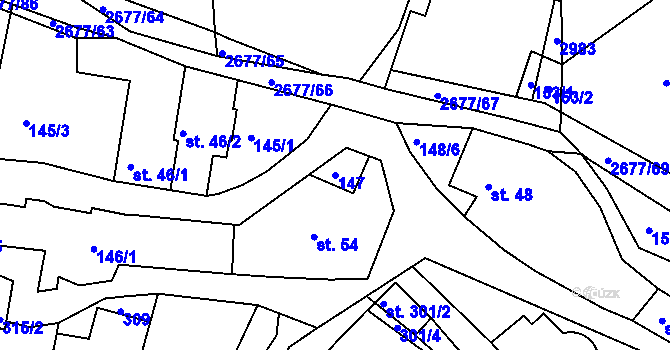 Parcela st. 147 v KÚ Melč, Katastrální mapa