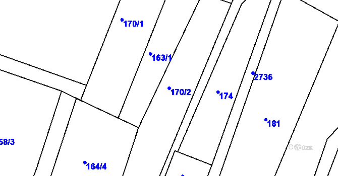 Parcela st. 170/2 v KÚ Melč, Katastrální mapa