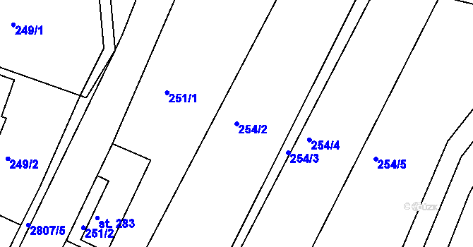 Parcela st. 254/2 v KÚ Melč, Katastrální mapa