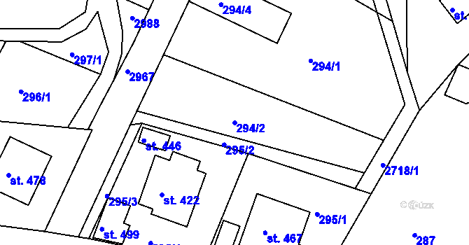 Parcela st. 294/2 v KÚ Melč, Katastrální mapa