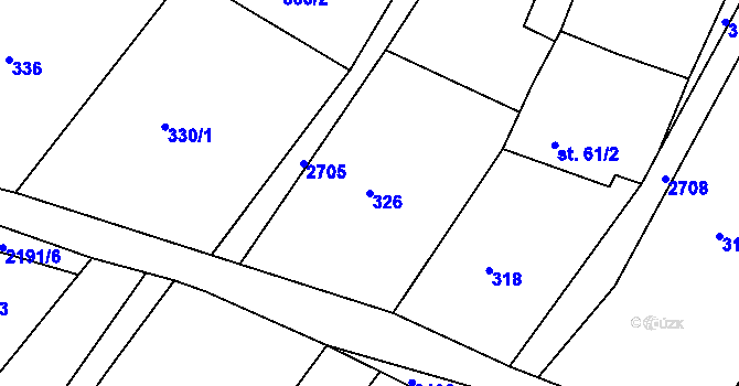 Parcela st. 326 v KÚ Melč, Katastrální mapa