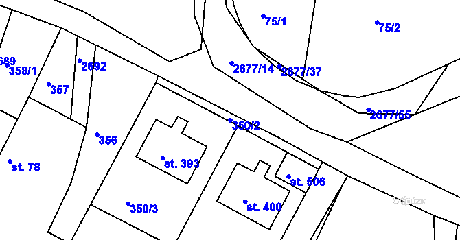 Parcela st. 350/2 v KÚ Melč, Katastrální mapa