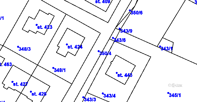 Parcela st. 350/4 v KÚ Melč, Katastrální mapa