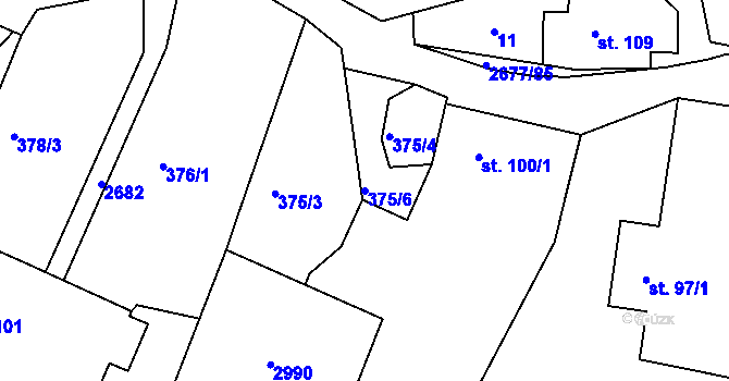 Parcela st. 375/6 v KÚ Melč, Katastrální mapa