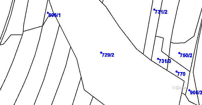 Parcela st. 729/2 v KÚ Melč, Katastrální mapa