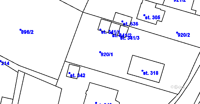 Parcela st. 920/1 v KÚ Melč, Katastrální mapa