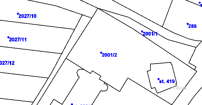 Parcela st. 2001/2 v KÚ Melč, Katastrální mapa