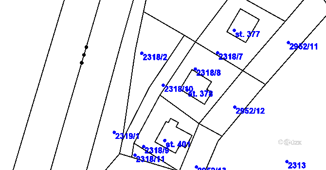 Parcela st. 2318/10 v KÚ Melč, Katastrální mapa